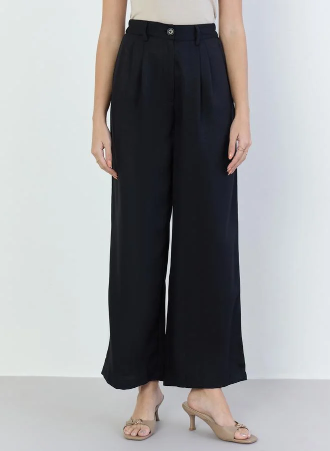 Styli Women Black Wide Leg Trousers
